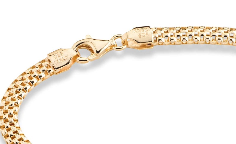 Miabella 18K Gold Plated 925 Sterling Silver Italian 4mm Mesh Link Chain Bracelet for Women 925 Italy (8.0 Inches) - Image 3